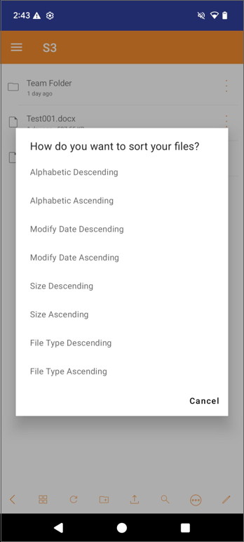 Sort Options