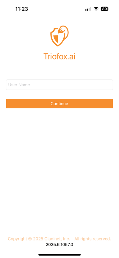 login screen