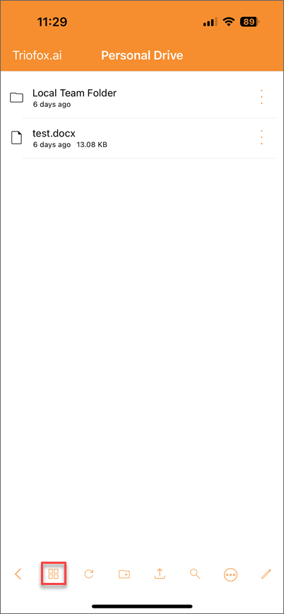 Files and folder in drive list view