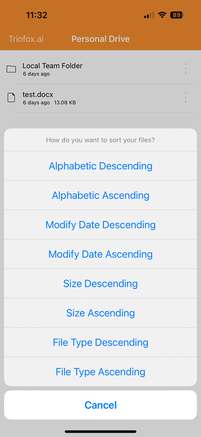 Sort Options