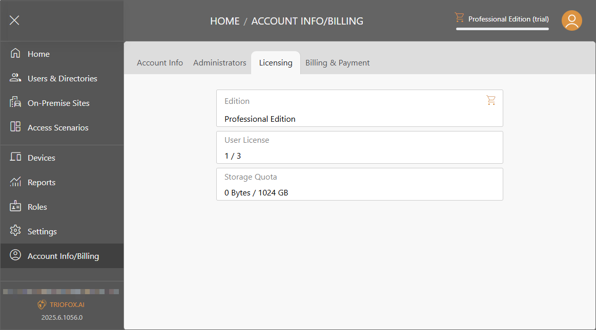 Triofox.ai Licensiering