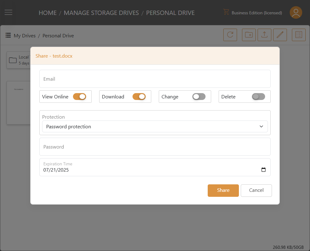 Triofox.ai Share a File/folder