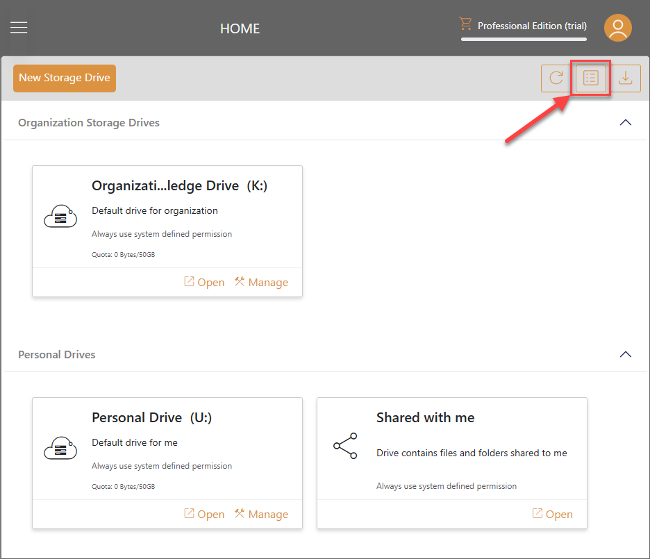 Triofox.ai Storage Drive Icon View