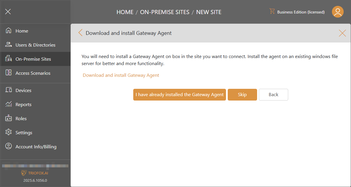 Triofox.ai Download and install Gateway Agent