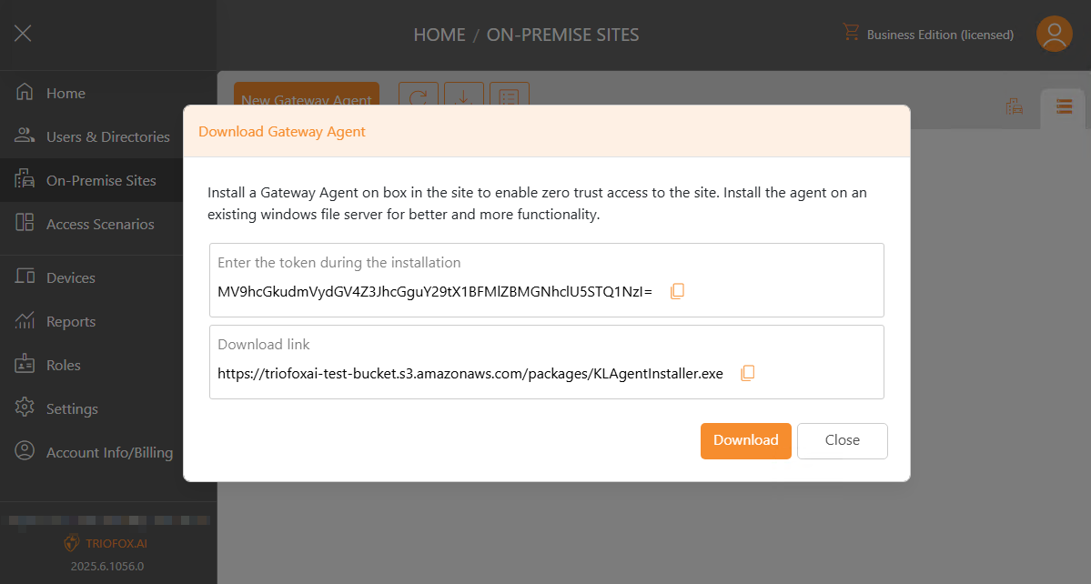 Triofox.ai Download and install Gateway Agent