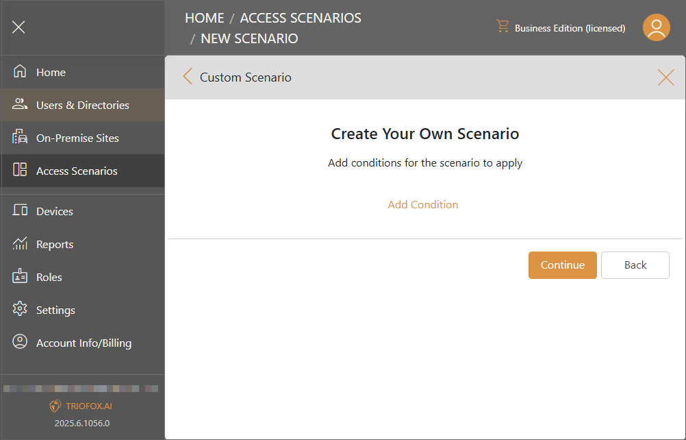 Triofox.ai New Access Scenario - Create Your Own Scenario