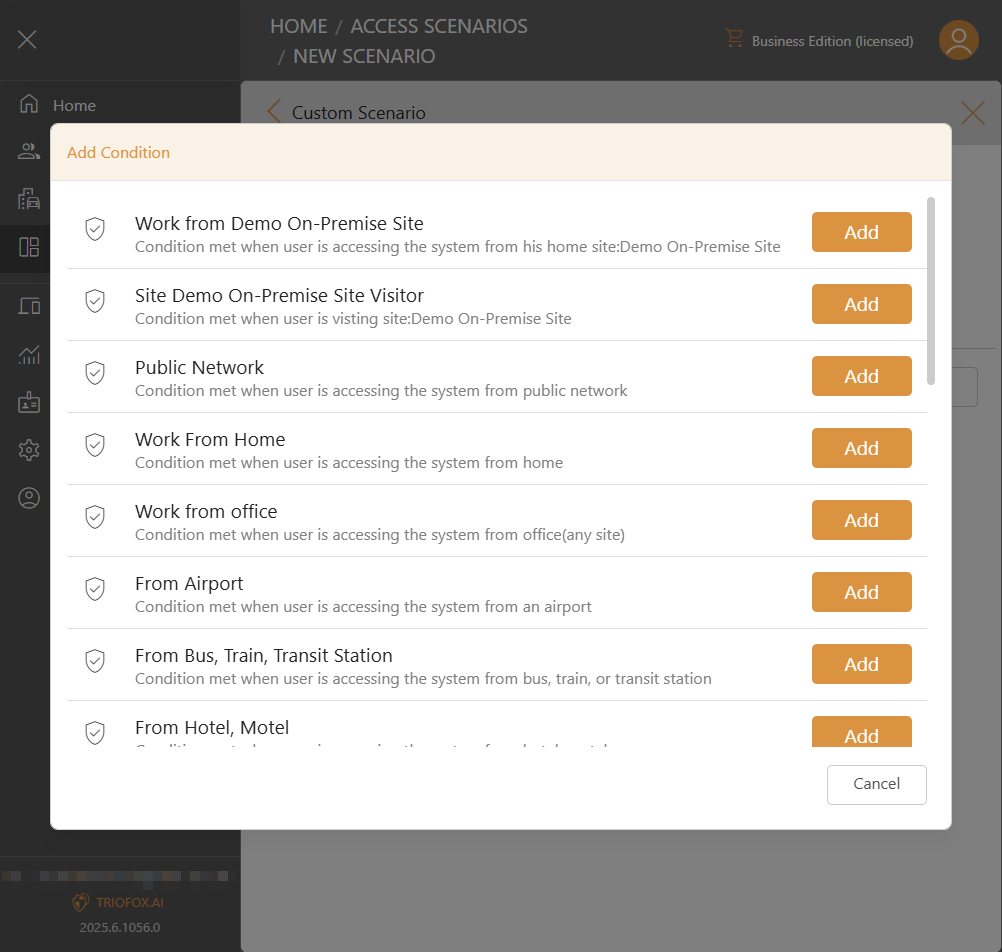 Triofox.ai New Access Scenario - Create Your Own Scenario