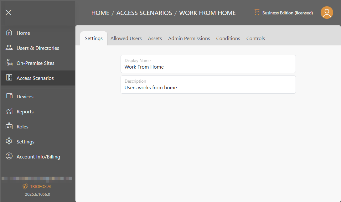 Triofox.ai Manage Access Scenario - Settings