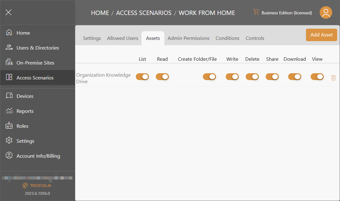 Triofox.ai Manage Access Scenario - Assets