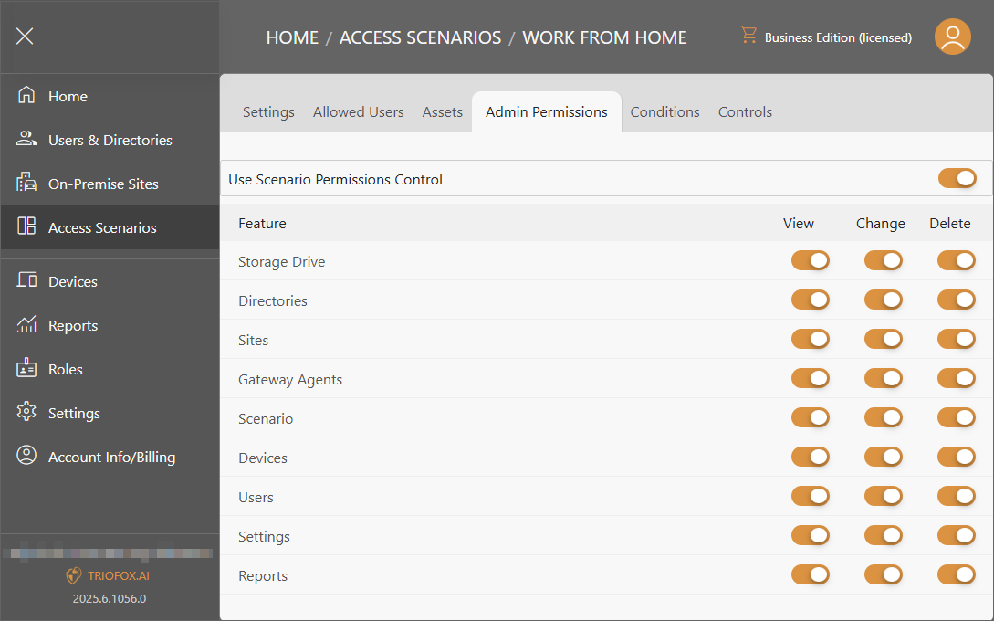 Triofox.ai Manage Access Scenario - Admin Permissions
