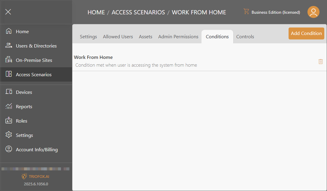 Triofox.ai Manage Access Scenario - Conditions