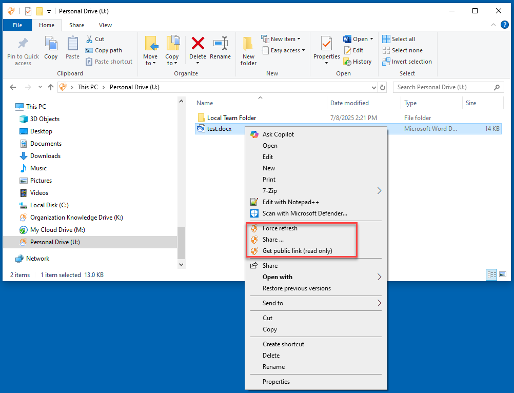 Context Menu for Files